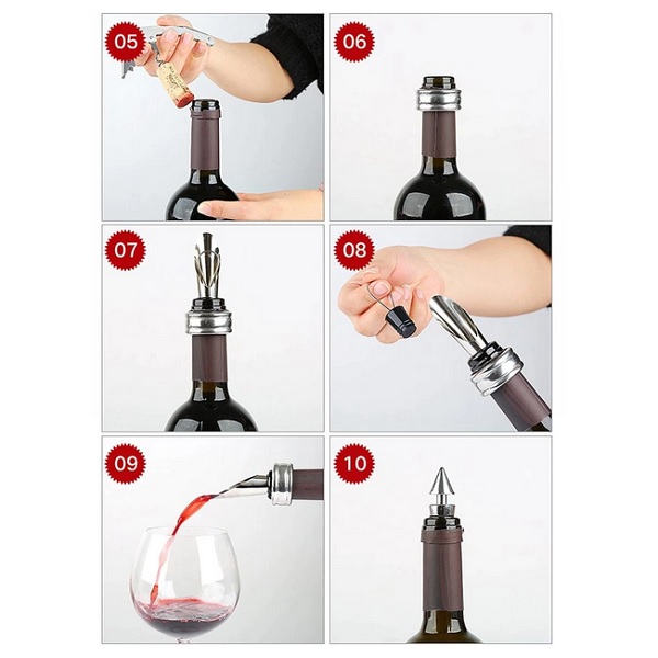 Eggplant information spray Set accesorii pentru sticla de vin, in cutie tip sticla - Supermagneti